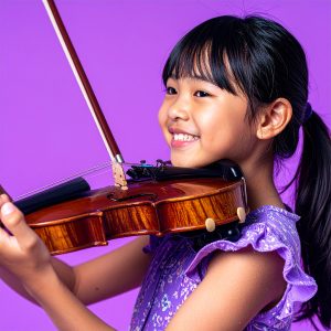 Young student learning violin techniques at our Metro Vancouver music school near Burnaby