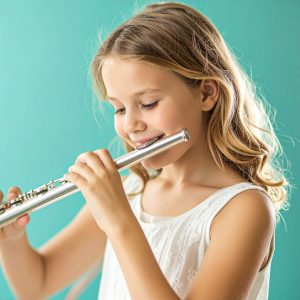 Middle school student practicing flute in a private lesson at our Metro Vancouver music studio