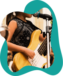 A bass student learning funk and rock grooves with personalized guidance near Surrey.